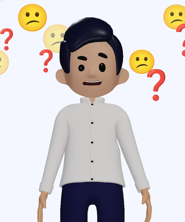 Kuya Juan with a puzzled look, confused emoji and question marks around him.